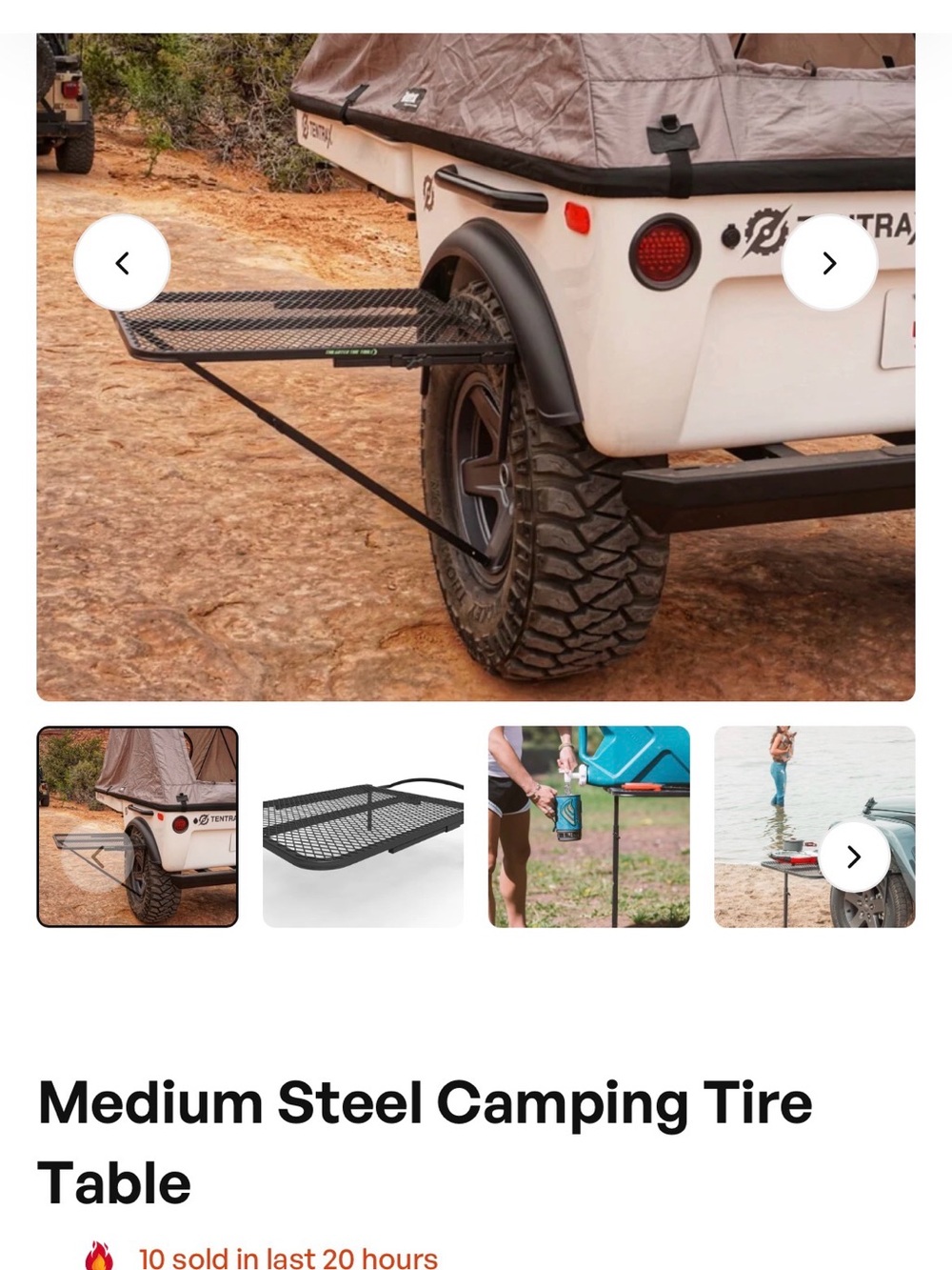 Medium Steel Camping Tire Table - Black